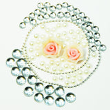 Fuschia, Fuschia Nail Art - Rose & Rhinestone 5pc Set - White, Mk Beauty Club, Nail Art