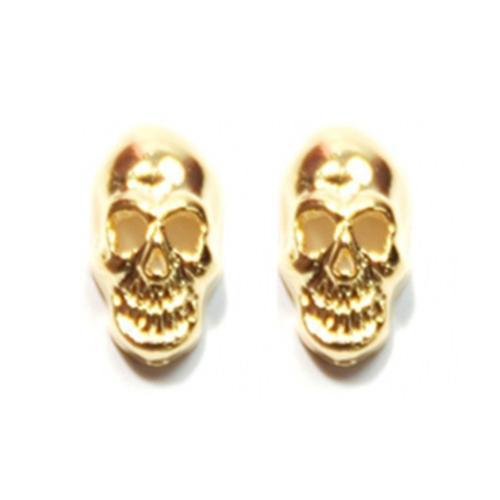 Fuschia, Fuschia Nail Art - Small Skull - Gold, Mk Beauty Club, Nail Art