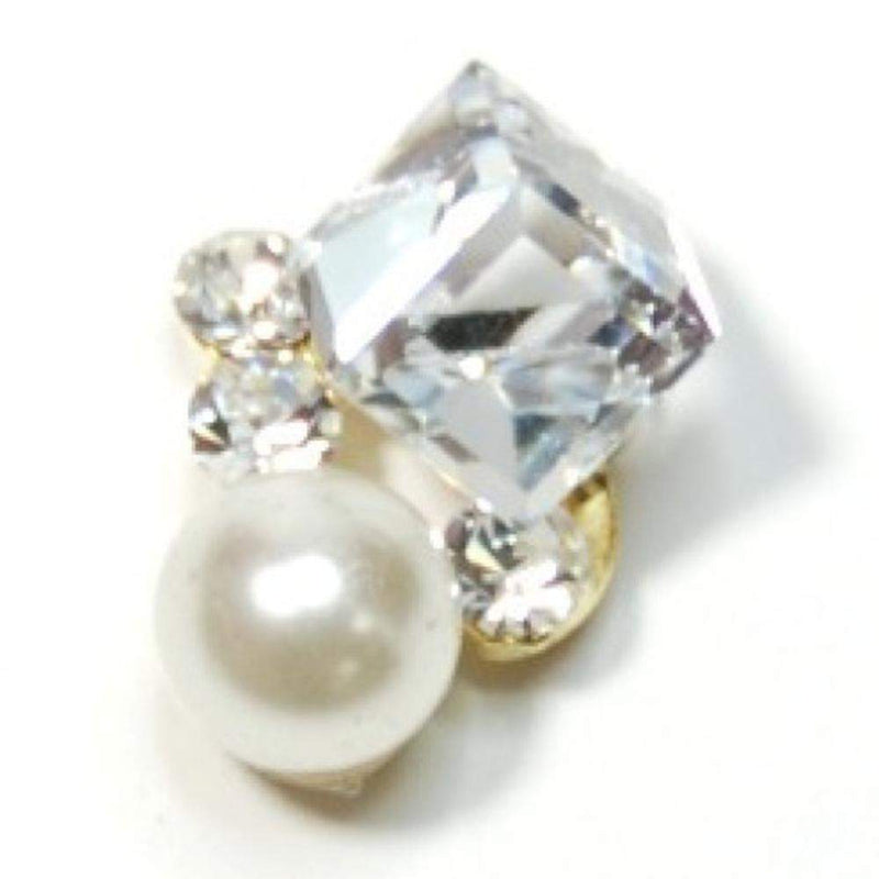 Fuschia, Fuschia Nail Art - Square Crystal - Clear/Gold, Mk Beauty Club, Nail Art