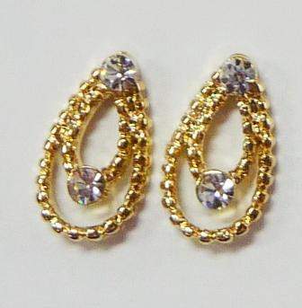 Fuschia, Fuschia Nail Art - Crystal Teardrop - Gold/Crystal, Mk Beauty Club, Nail Art