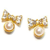 Fuschia, Fuschia Nail Art Charms - Bow & Bell - Pearl/Gold, Mk Beauty Club, Nail Art Charms