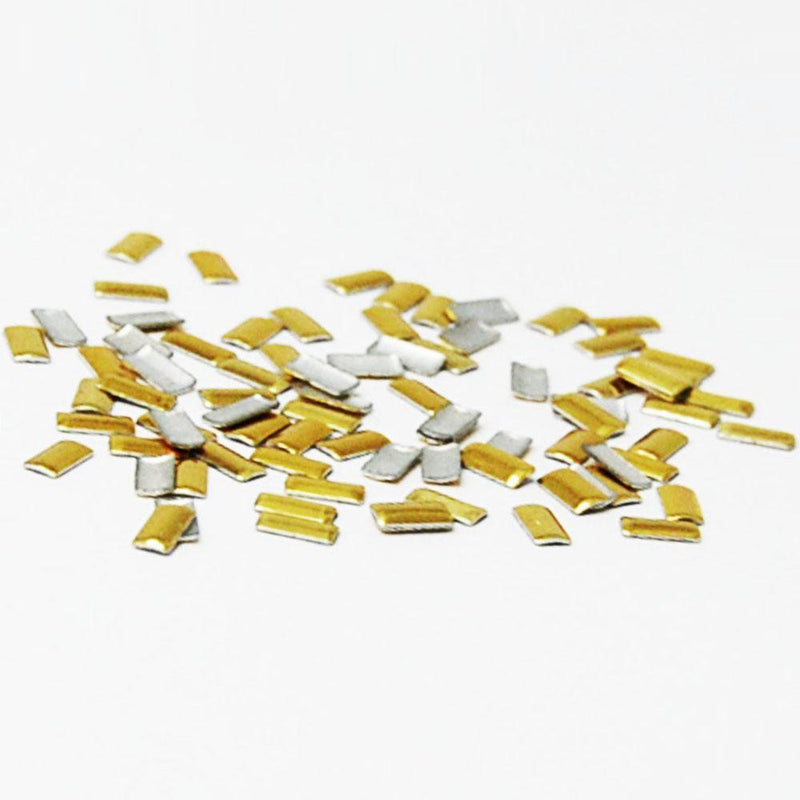 Fuschia, Fuschia Nail Art - Nail Studs - Small Gold Rectangle, Mk Beauty Club, Metal Parts