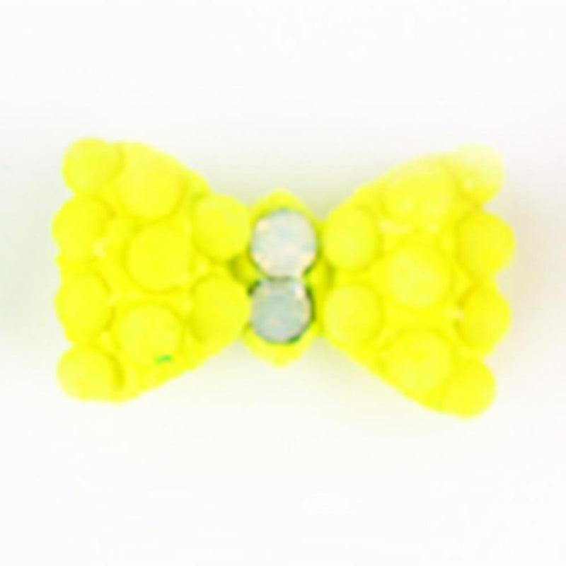 Fuschia, Fuschia Nail Art Charms - Neon Stud Bow - Yellow, Mk Beauty Club, Nail Art Charms