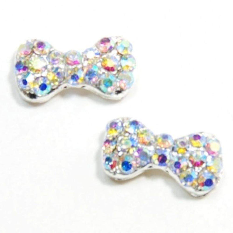 Fuschia, Fuschia Nail Art Charms - Mini Crystal Bows - Silver, Mk Beauty Club, Nail Art Charms