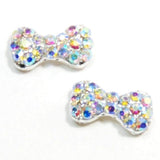 Fuschia, Fuschia Nail Art Charms - Mini Crystal Bows - Silver, Mk Beauty Club, Nail Art Charms