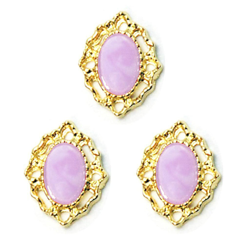 Fuschia, Fuschia Nail Art - Gold Lined Marble - Purple 3pc, Mk Beauty Club, Nail Art