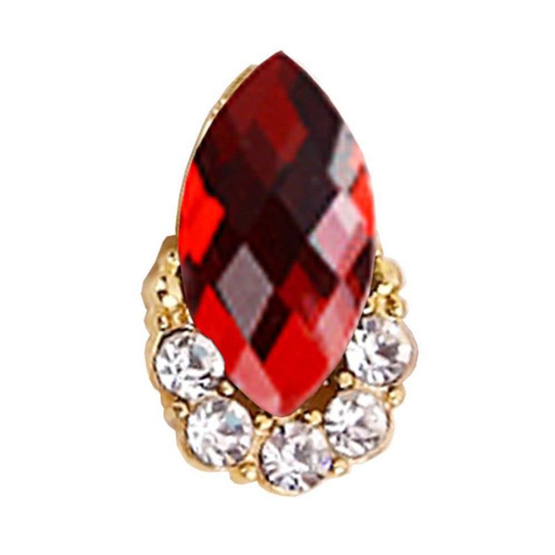 Fuschia, Fuschia Nail Art - Oval Crystal - Red, Mk Beauty Club, Nail Art