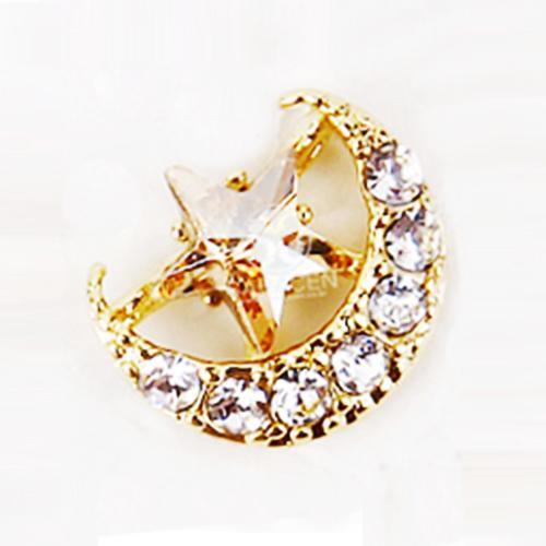 Fuschia, Fuschia Nail Art - Moon - Gold, Mk Beauty Club, Nail Art