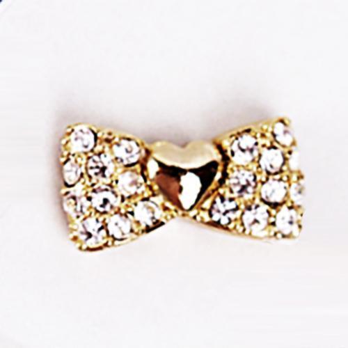 Fuschia, Fuschia Nail Art Charms - Princess Bow - Gold, Mk Beauty Club, Nail Art Charms