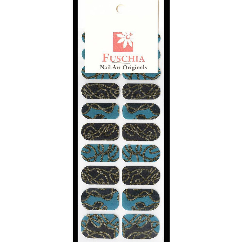 Fuschia, Fuschia Nail Wraps - Golden Turquoise, Mk Beauty Club, Nail Wrap