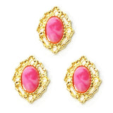 Fuschia, Fuschia Nail Art - Gold Lined Marble - Pink 3pc, Mk Beauty Club, Nail Art