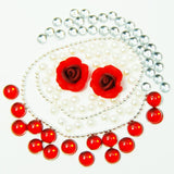 Fuschia, Fuschia Nail Art - Rose & Rhinestone 5pc Set - Red, Mk Beauty Club, Nail Art