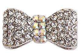 Fuschia, Fuschia Nail Art Charms - Large Bow - Crystal/Silver, Mk Beauty Club, Nail Art Charms