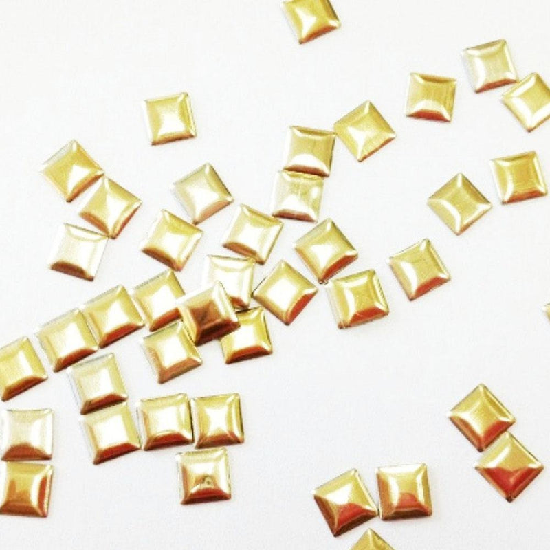 Fuschia, Fuschia Nail Art - Nail Studs - Medium Gold Square, Mk Beauty Club, Metal Parts