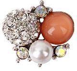 Fuschia, Fuschia Nail Art - Pearls and Crystals - Coral/Gold, Mk Beauty Club, Nail Art