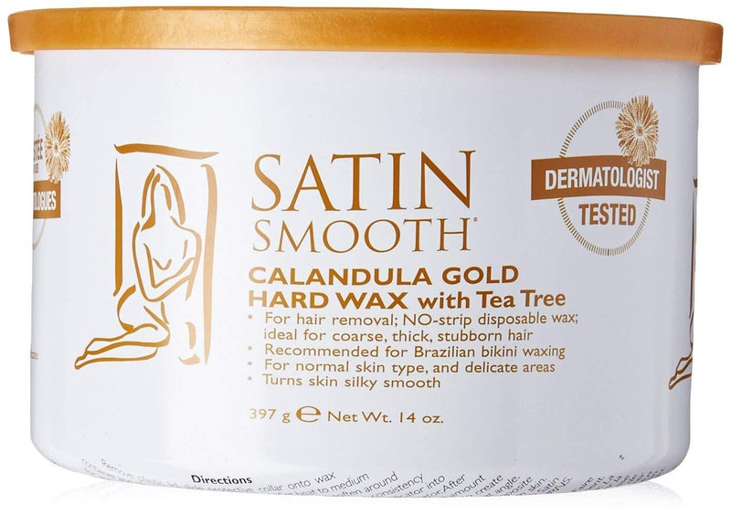 Satin Smooth, Satin Smooth Calendula Gold Hard Wax with Tea Tree Oil, 14 Ounce, Mk Beauty Club, Wax