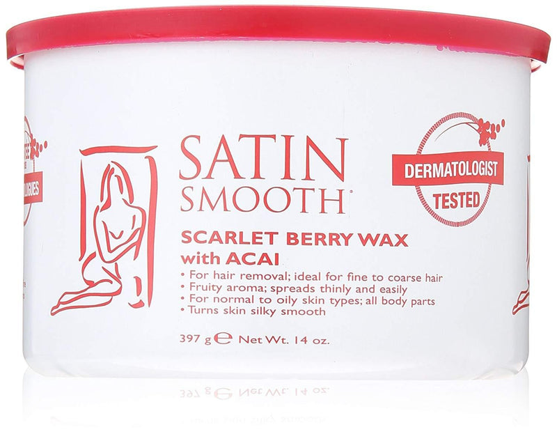 Satin Smooth, Satin Smooth Scarlet Berry Wax with Acai, 14 Ounce, Mk Beauty Club, Wax