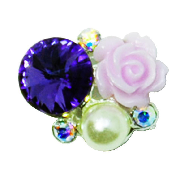 Fuschia, Fuschia Nail Art -  Rose & Crystals - Amethyst/Purple, Mk Beauty Club, Nail Art