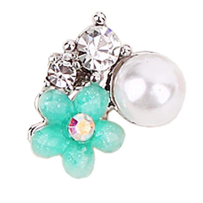 Fuschia, Fuschia Nail Art -  Daisy & Crystals - Green, Mk Beauty Club, Nail Art