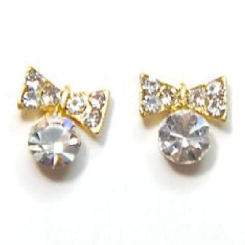 Fuschia, Fuschia Nail Art Charms - Bow & Bell - Crystal/Gold, Mk Beauty Club, Nail Art Charms