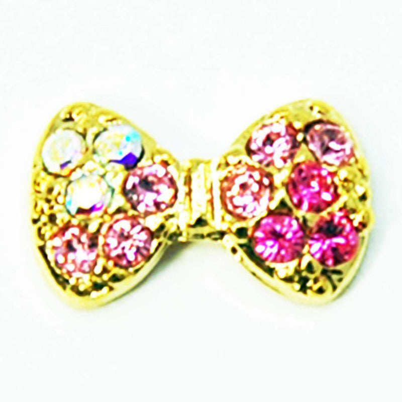 Fuschia, Fuschia Nail Art Charms - Flat Bow - Pink Fade Gold, Mk Beauty Club, Nail Art Charms