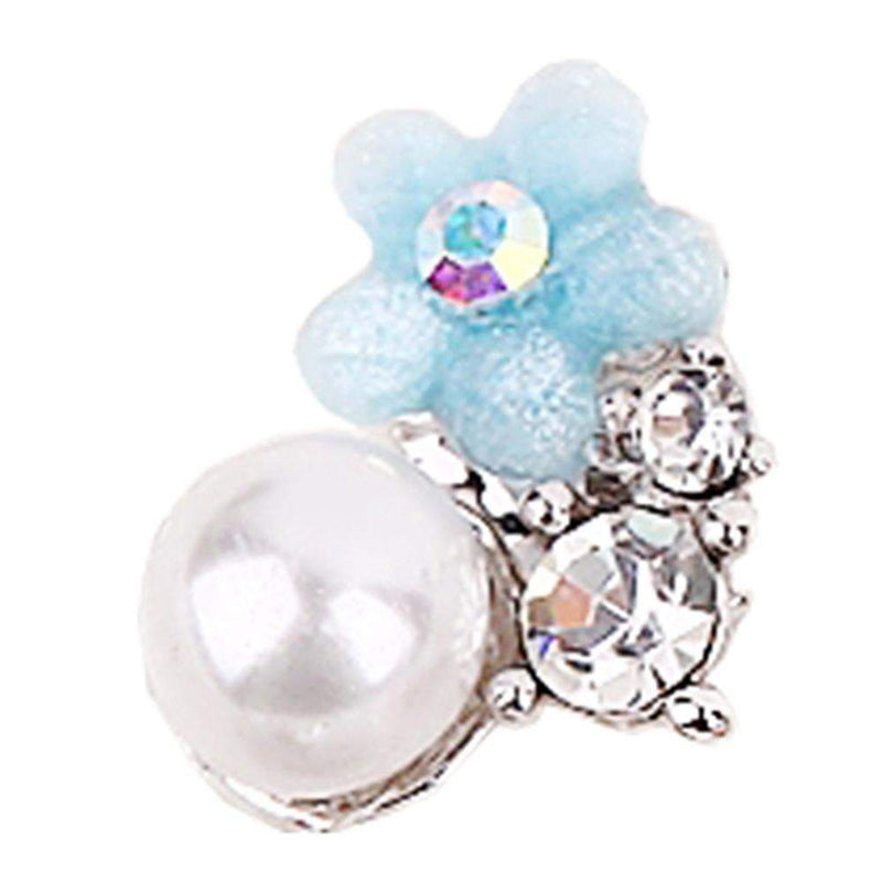 Fuschia, Fuschia Nail Art - Daisy & Crystals - Baby Blue, Mk Beauty Club, Nail Art