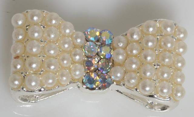 Fuschia, Fuschia Nail Wraps - Large Bow - Pearl/Silver, Mk Beauty Club, Nail Wrap