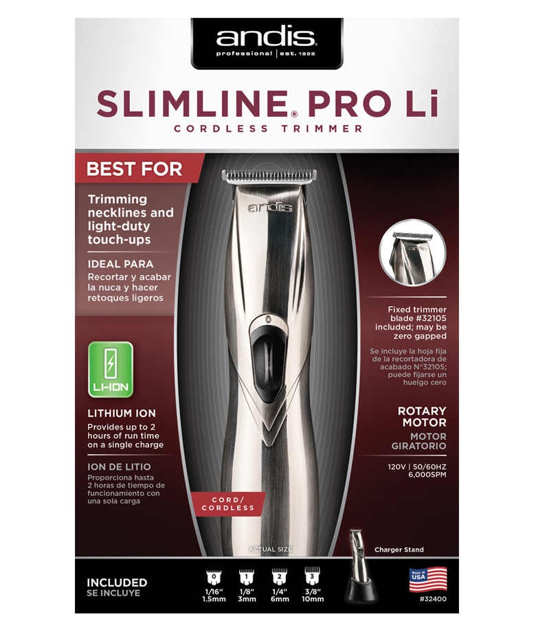 Andis Slimline Pro Li T-Blade Barber Hair Trimmer Chrome