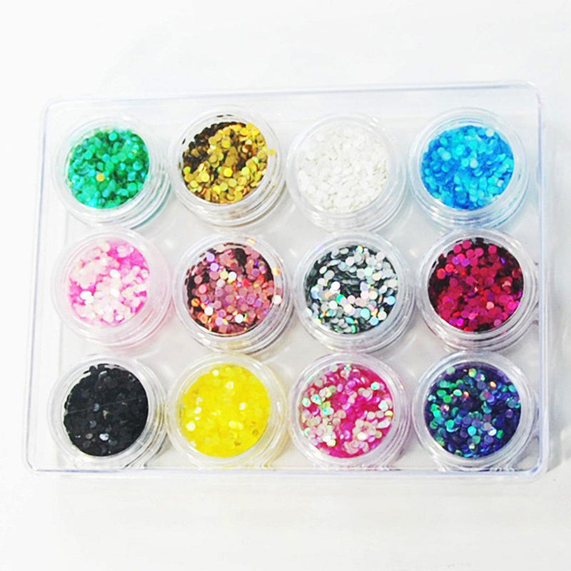 Nail Art Supply, Polka Dot Glitter Set - 12pc, Mk Beauty Club, Glitter