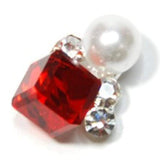 Fuschia, Fuschia Nail Art - Square Crystal - Red/Silver, Mk Beauty Club, Nail Art