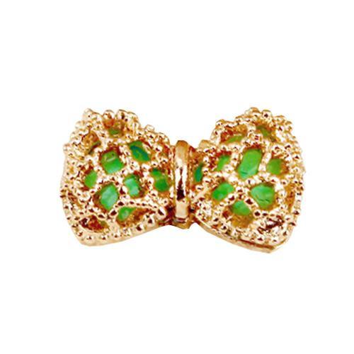 Fuschia, Fuschia Nail Art Charms - Netting Bow - Green/Gold, Mk Beauty Club, Nail Art Charms