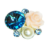 Fuschia, Fuschia Nail Art -  Rose & Crystals - Blue, Mk Beauty Club, Nail Art