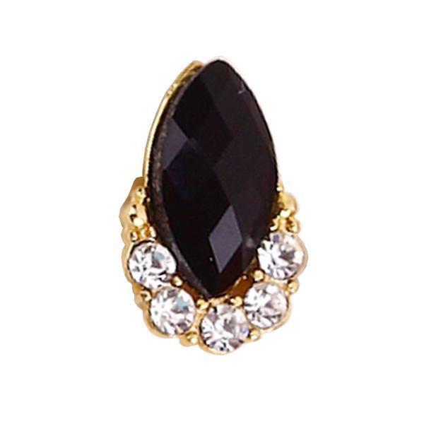 Fuschia, Fuschia Nail Art - Oval Crystal - Black, Mk Beauty Club, Nail Art