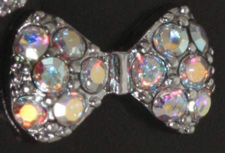 Fuschia, Fuschia Nail Art Charms - Flat Bow - Crystal/Silver, Mk Beauty Club, Nail Art Charms