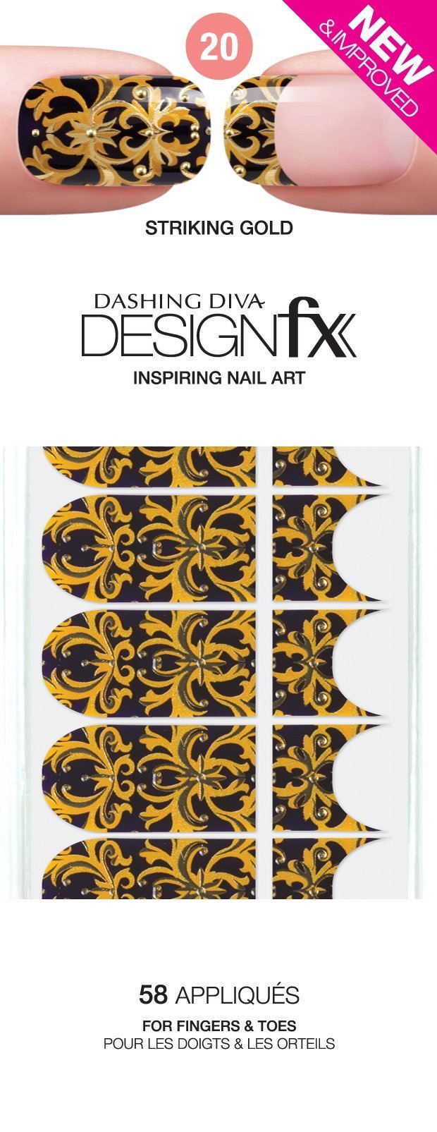 Dashing Diva, Dashing Diva Design FX Appliques - Striking Gold 20, Mk Beauty Club, Nail Art