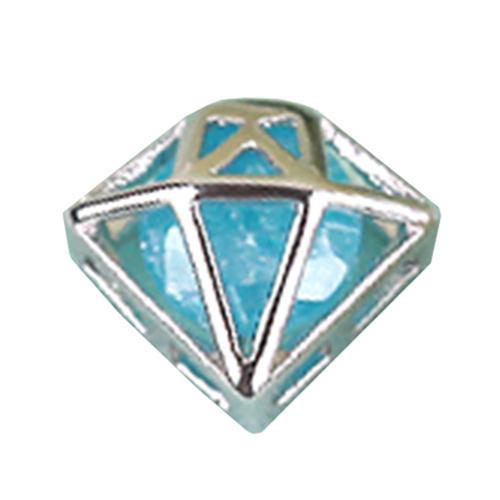 Fuschia, Fuschia Nail Art - Encased Jewel Diamonds - Silver/Blue, Mk Beauty Club, Nail Art