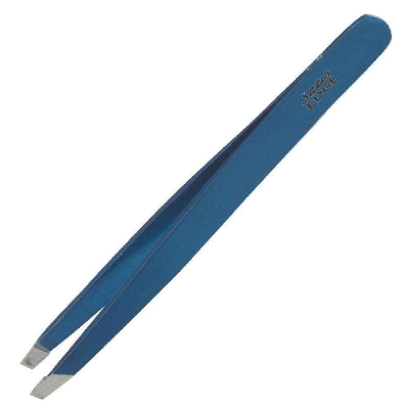 Satin Edge, Satin Edge - Slant Tip Tweezer 4" - Blue, Mk Beauty Club, Tweezers