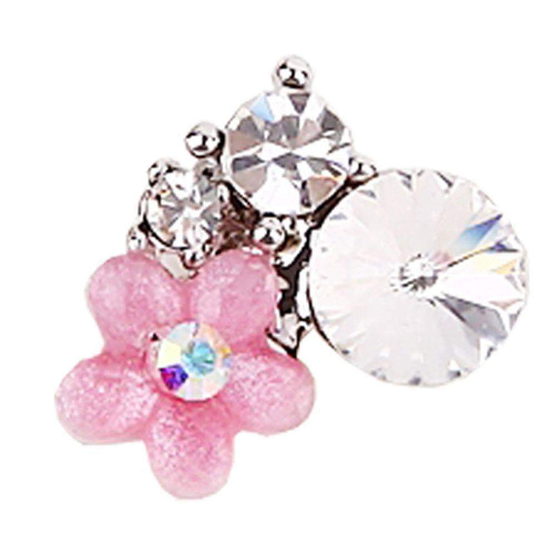 Fuschia, Fuschia Nail Art -  Daisy & Crystals - Pink, Mk Beauty Club, Nail Art